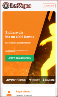 LeoVegas Bonus: jetzt 100€ Gutschein sichern