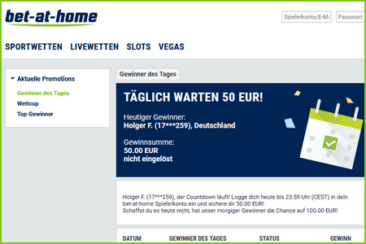 bet-at-home Gewinner des Tages