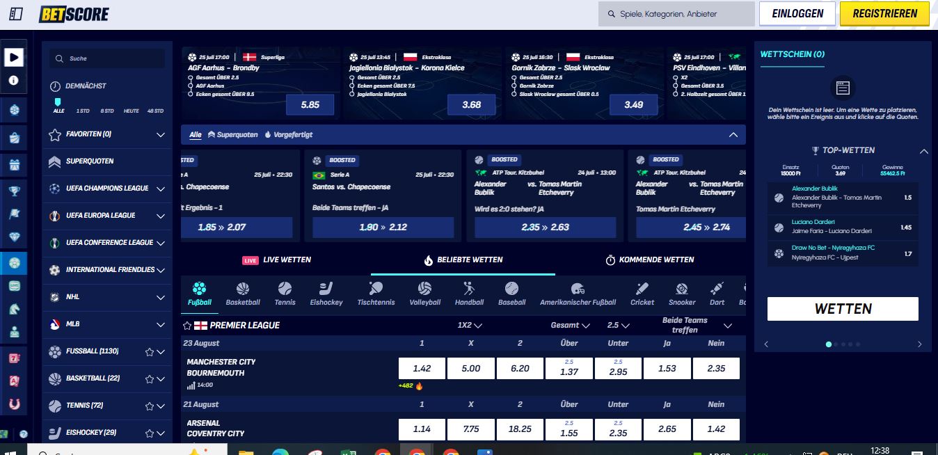 Betscore Sportwetten Bonus
